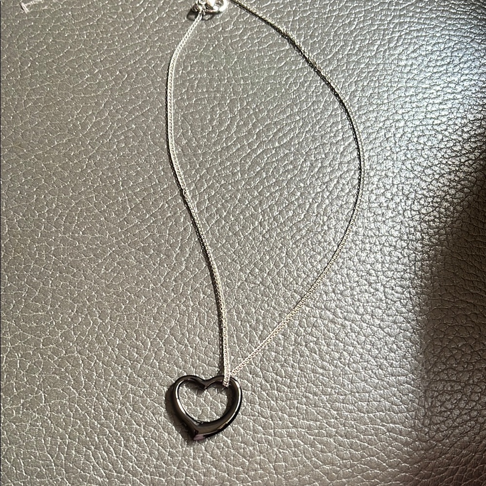 Steel by design chain and black plated floating heart necklace